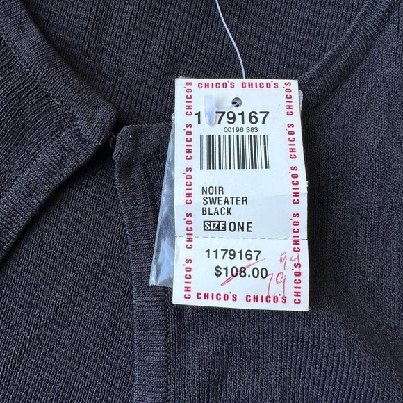 NWT Vintage Chico’s Design Black Beaded Open Front Knit Cardigan Size 1 (US M) - Picture 9 of 11